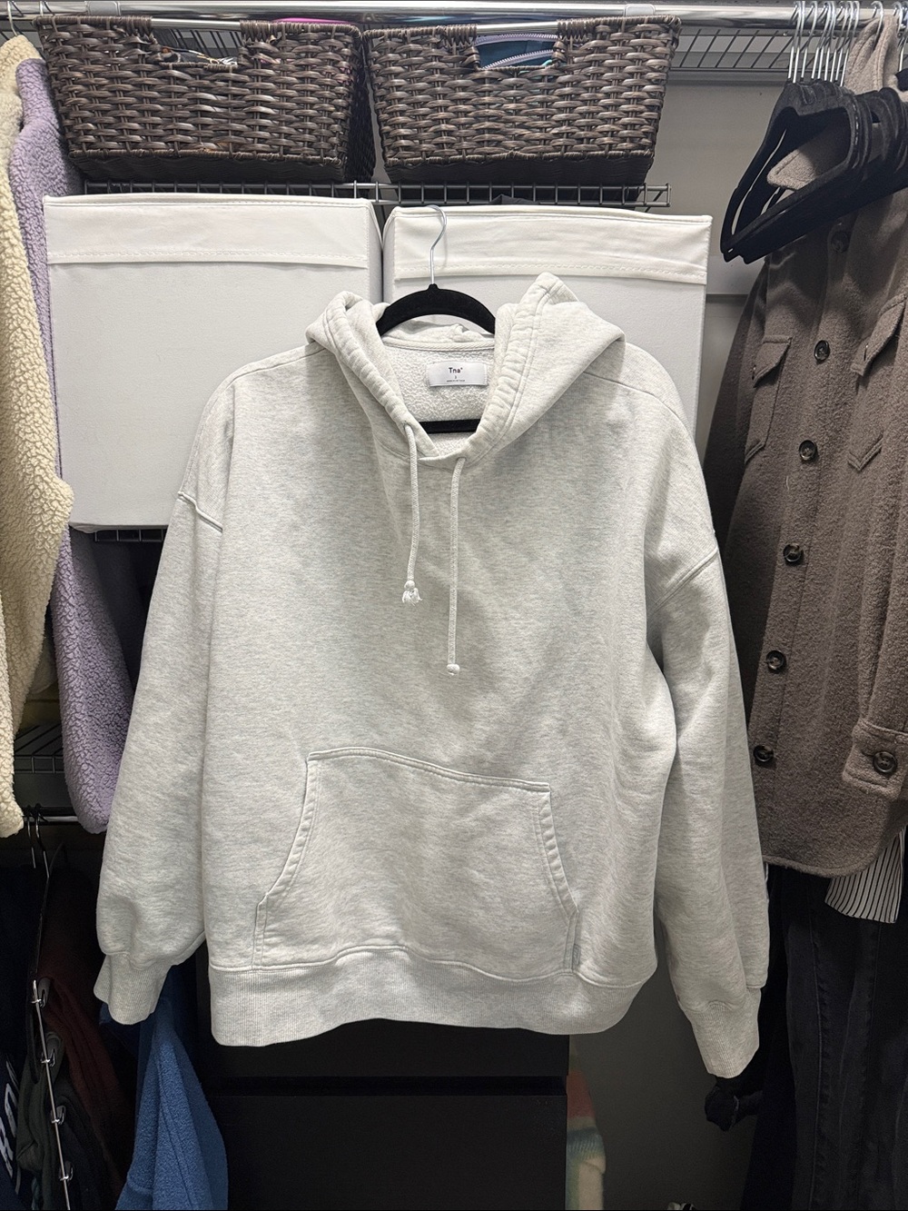 TNA Light Gray Hoodie Sweatshirt - Classic Pullover
